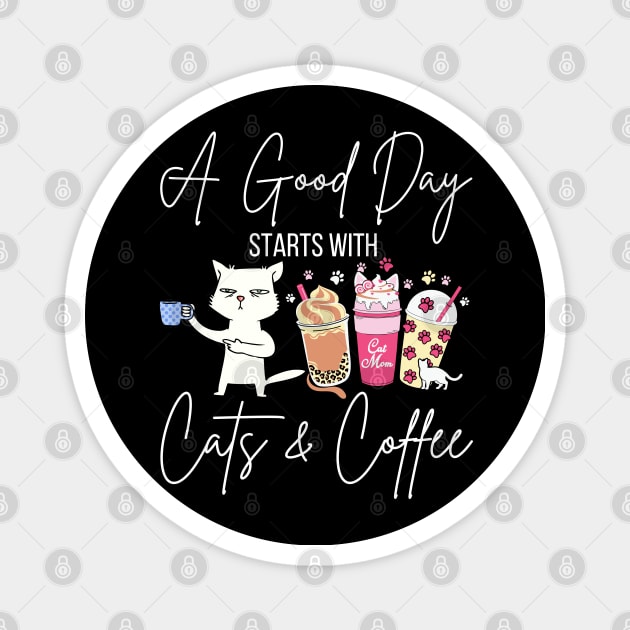 Cats and Coffee Magnet by Inktopolis